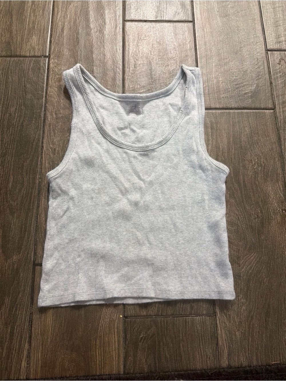 aerie Light Grey Ribbed Scoop Neck Tank